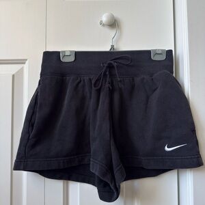 Nike Women's Black Athletic Shorts with White Swoosh